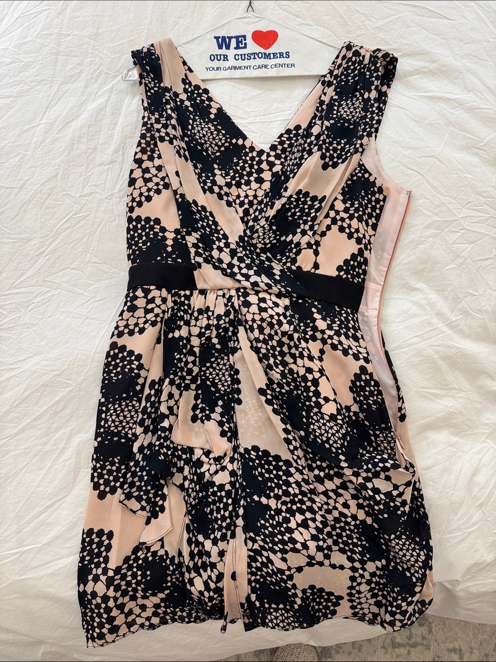 Tibi One-Shoulder Black and Blush Floral Wrap Dress